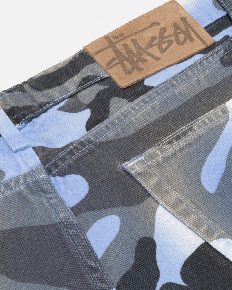 Stussy Big Ol& Jean Spray Dye Canvas - Unisex Denim Blauw Camo | SBEVO12216