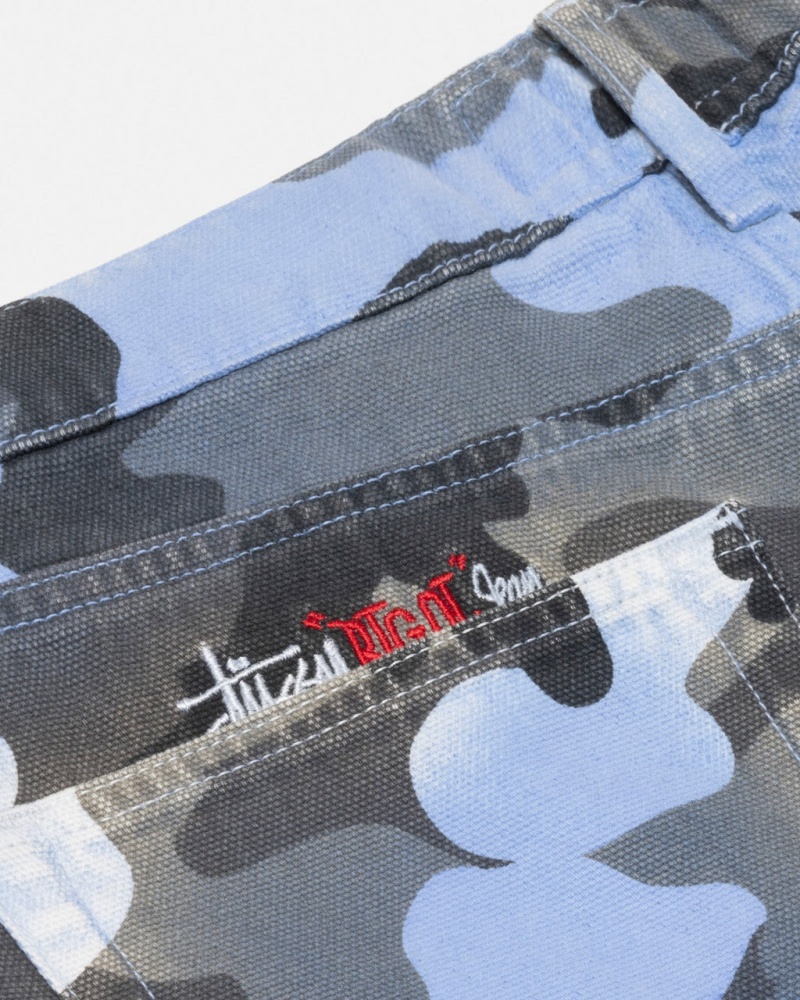 Stussy Big Ol& Jean Spray Dye Canvas - Unisex Denim Blauw Camo | SBEVO12216