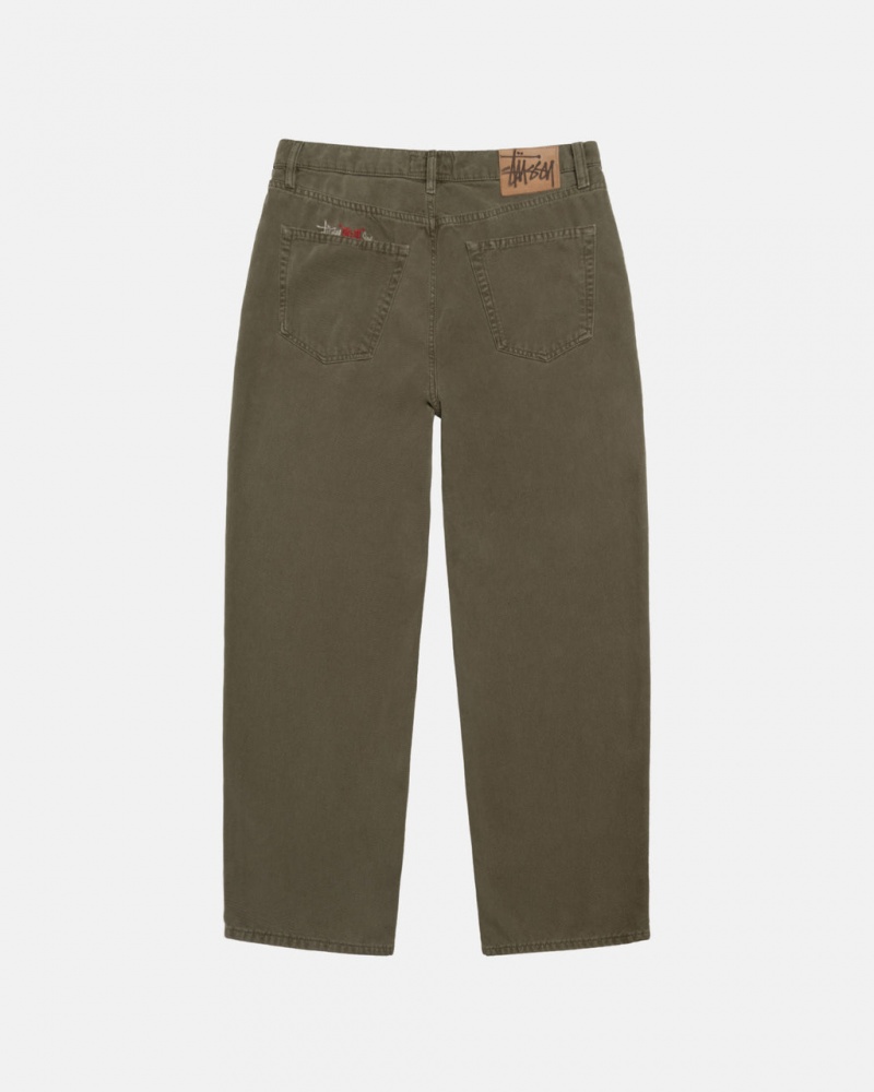 Stussy Big Ol& Jean Washed Canvas - Unisex Pants Olijfgroen | BEJVR59530