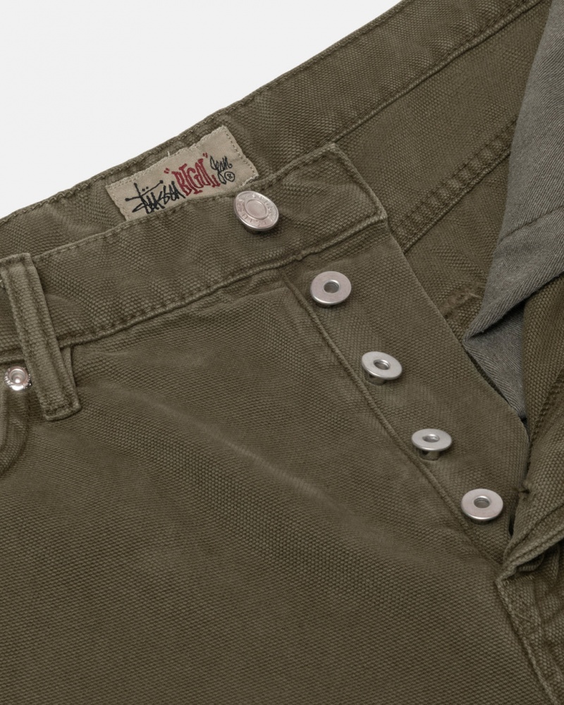 Stussy Big Ol& Jean Washed Canvas - Unisex Pants Olijfgroen | BEJVR59530