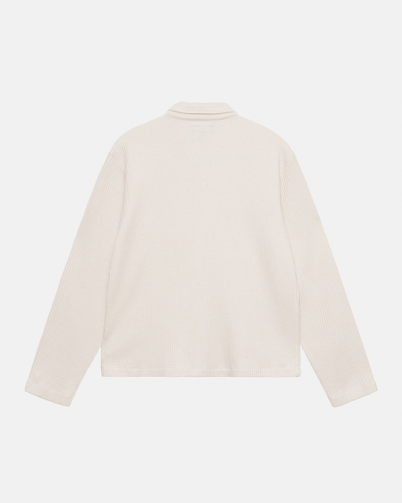 Stussy Big Thermal Zip Shirt - Unisex Tops Shirts Beige | FBEHY52942