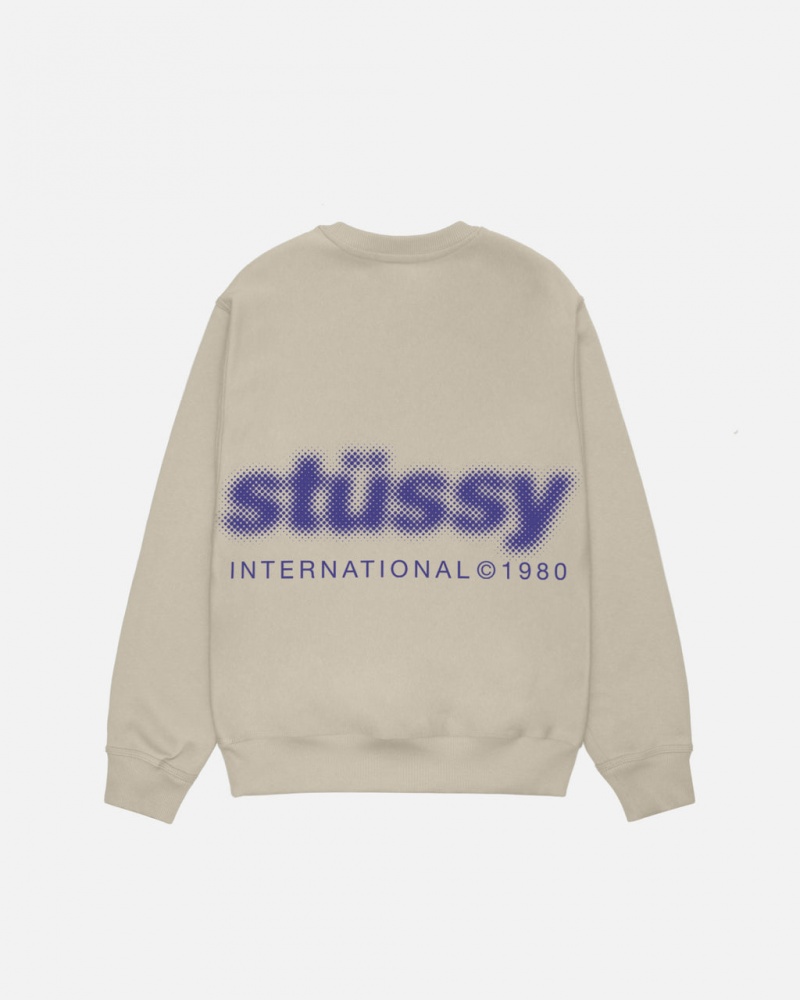 Stussy Blur Crew - Unisex Hoodies Khaki | BEZDE87914