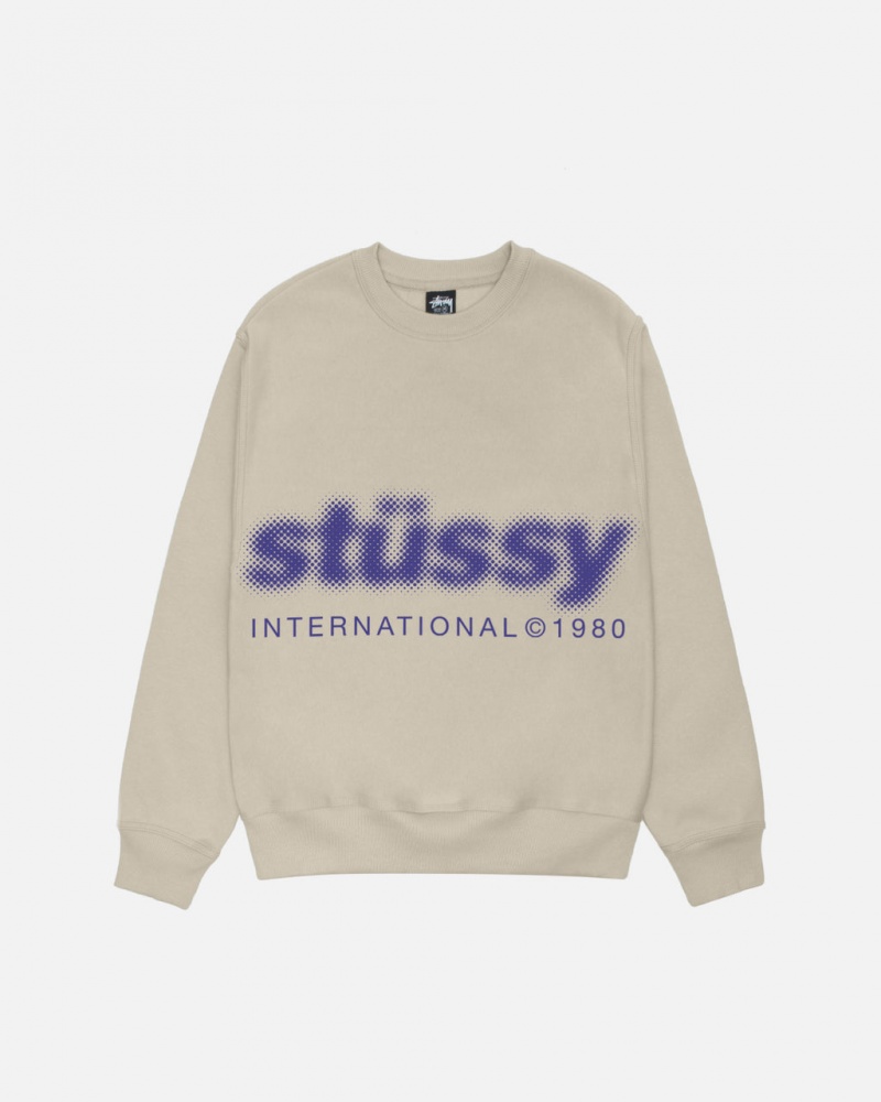 Stussy Blur Crew - Unisex Hoodies Khaki | BEZDE87914