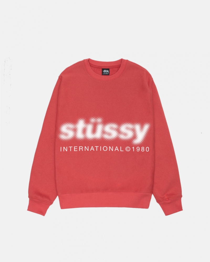 Stussy Blur Crew - Unisex Hoodies Rood | GBEUC43550