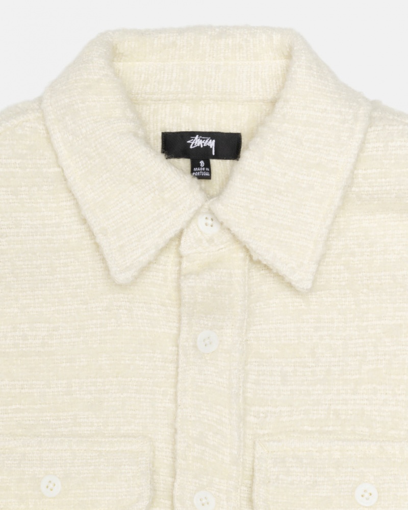 Stussy Boucle Wol Cpo Shirt - Unisex Tops Shirts Beige | YBEGT16348