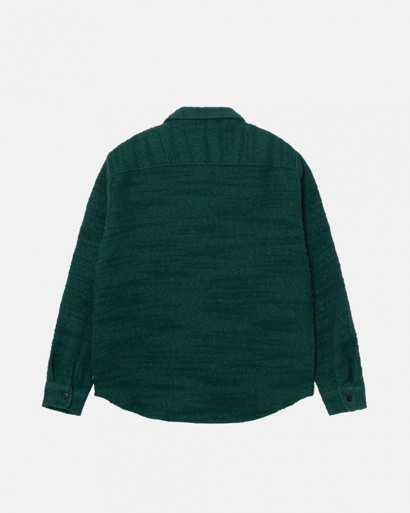 Stussy Boucle Wol Cpo Shirt - Unisex Tops Shirts Groen | BEJKU39116