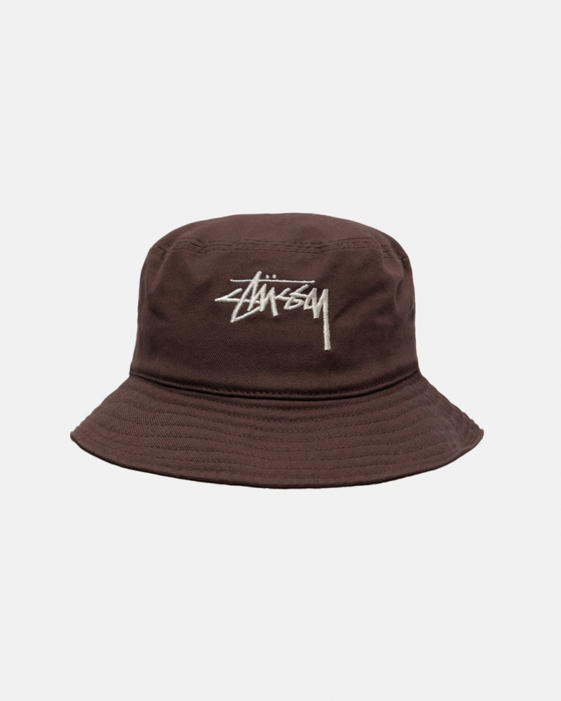 Stussy Bucket Hat Big Stock - Unisex Chocola | LBETR42371