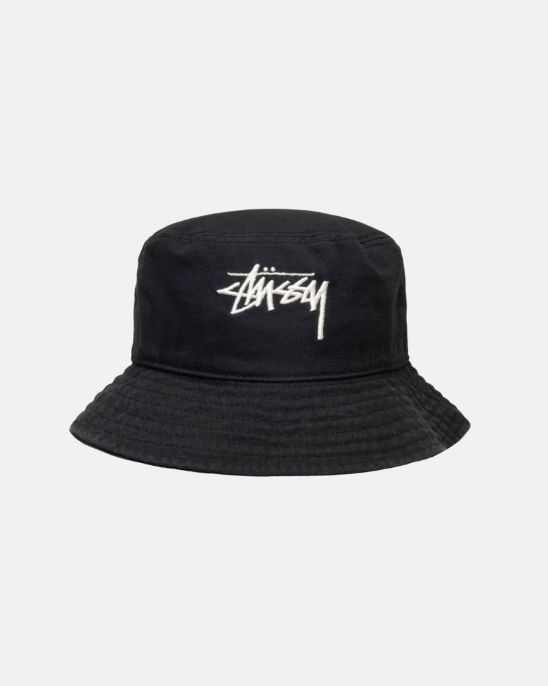 Stussy Bucket Hat Big Stock - Unisex Zwart | TBEPQ34185