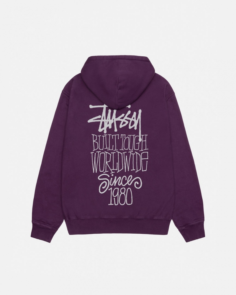 Stussy Built Tough Hoodie Pigment Dyed - Unisex Hoodies Paars | DBEKV65384