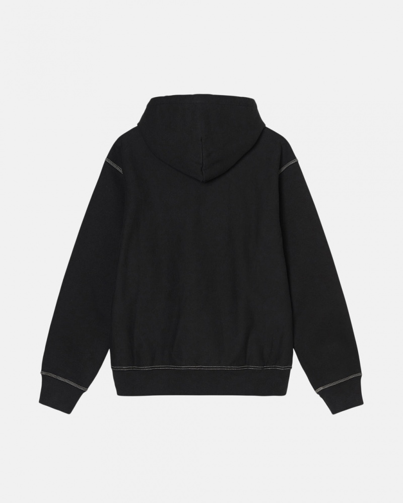 Stussy Contrast Stitch Label Hoodie - Unisex Hoodies Zwart | FBEUI99416