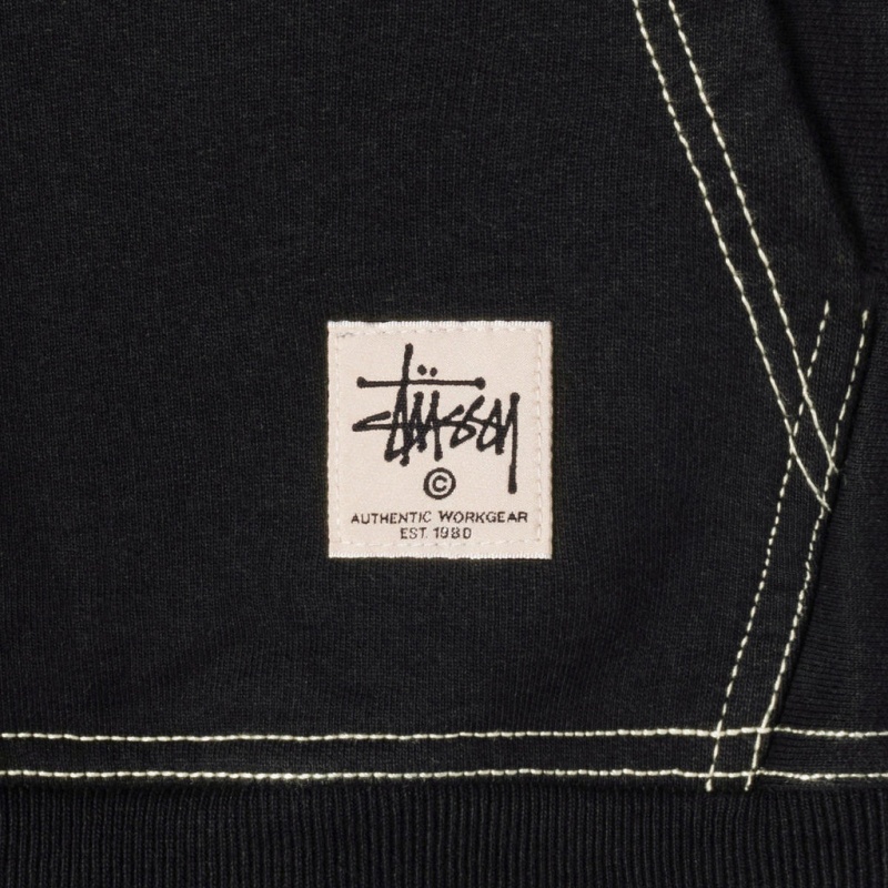 Stussy Contrast Stitch Label Hoodie - Unisex Hoodies Zwart | FBEUI99416