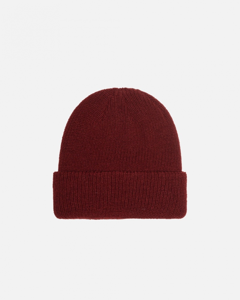 Stussy Cuff Beanie Basic - Unisex Donkerrood | LBESX59050