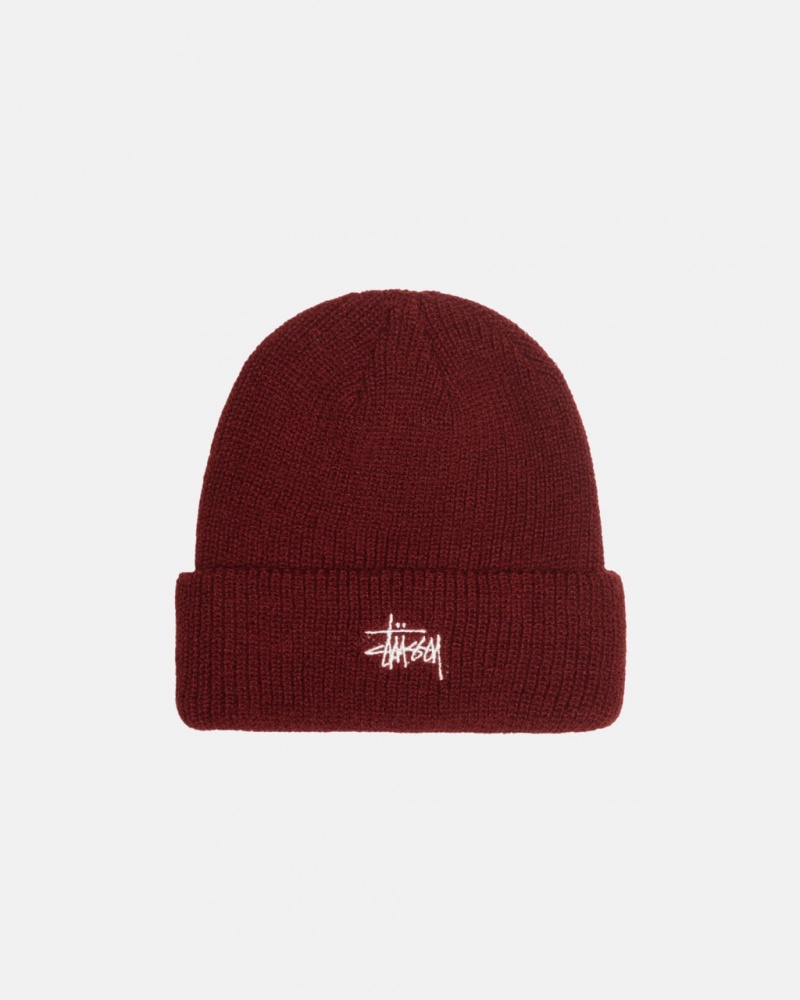 Stussy Cuff Beanie Basic - Unisex Donkerrood | LBESX59050