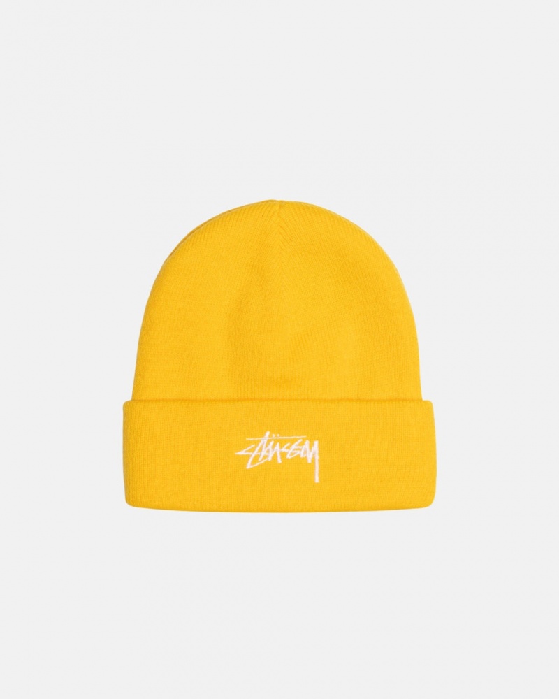 Stussy Cuff Beanie Stock - Unisex Mosterdgeel | BEJBT13328