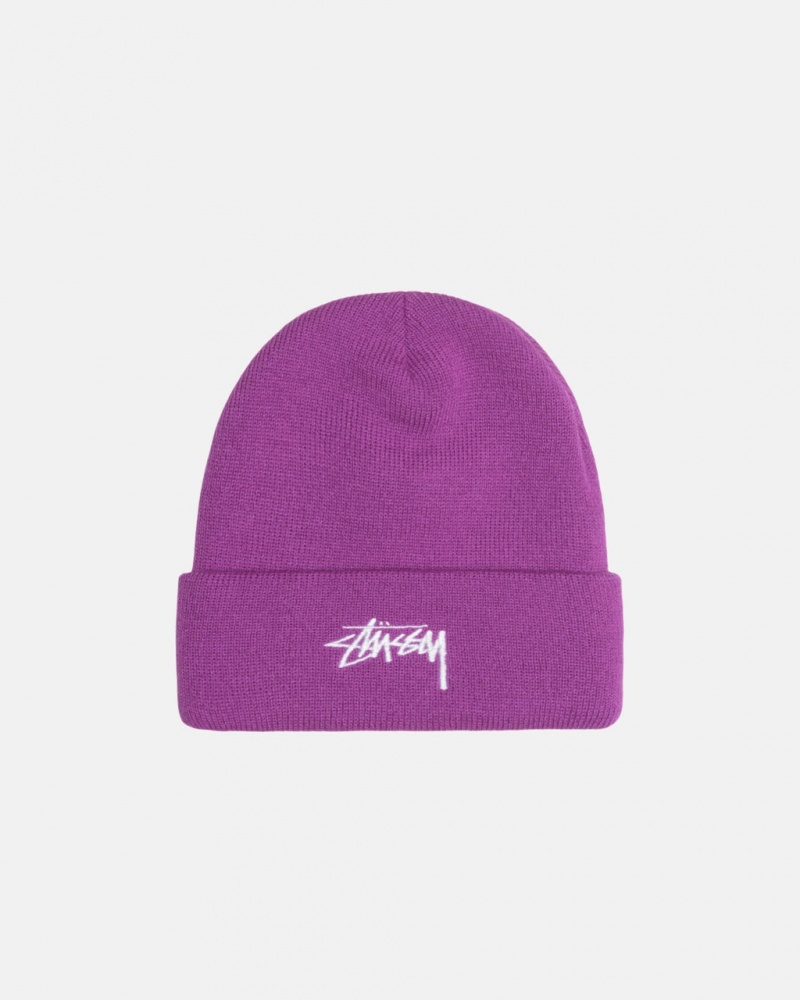 Stussy Cuff Beanie Stock - Unisex Paars | BEXBR62078