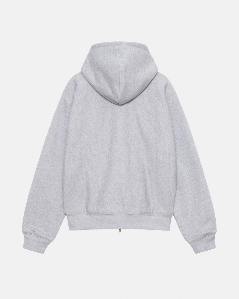 Stussy Double Face Label Zip Hoodie - Unisex Hoodies Grijs | BEJZR17050