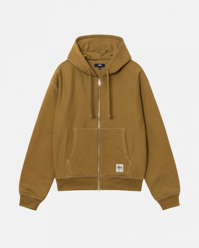 Stussy Double Face Label Zip Hoodie - Unisex Hoodies Olijfgroen | ZBENQ71130