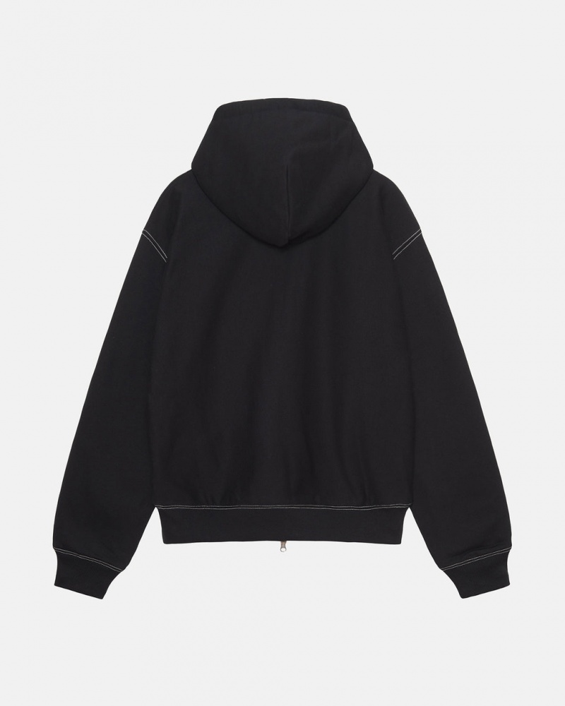 Stussy Double Face Label Zip Hoodie - Unisex Hoodies Zwart | BEDFL69992