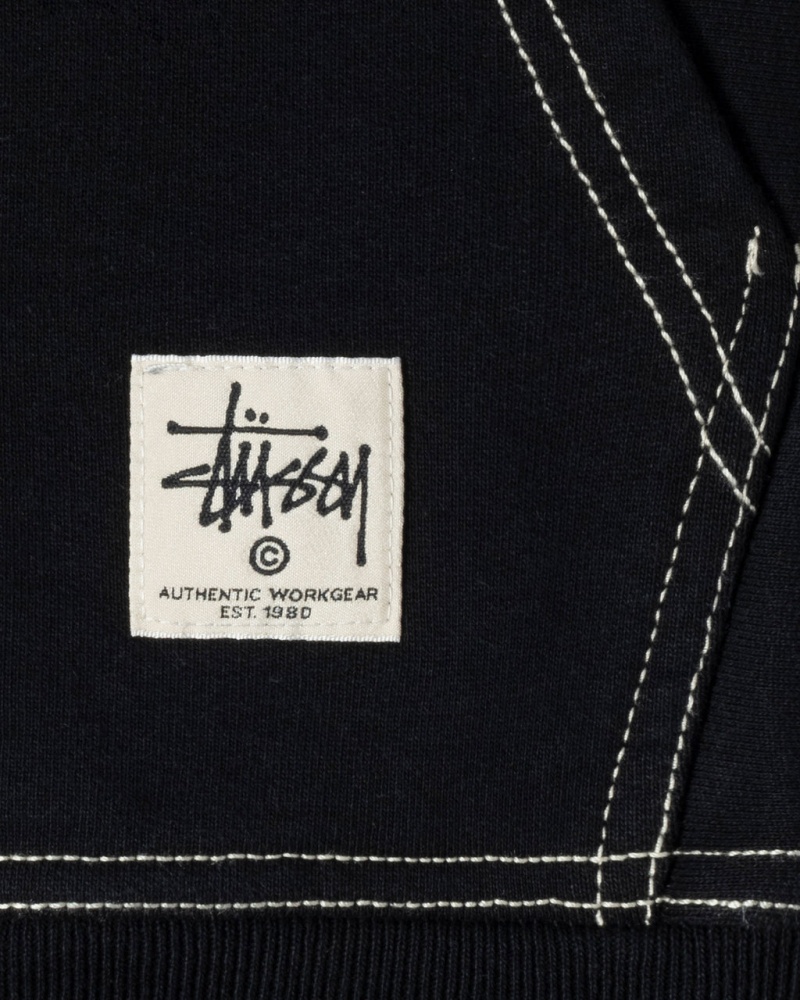 Stussy Double Face Label Zip Hoodie - Unisex Hoodies Zwart | BEDFL69992