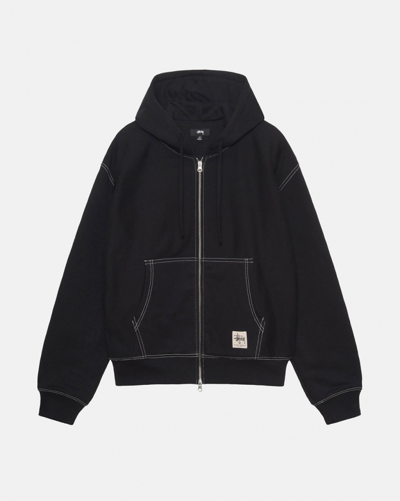 Stussy Double Face Label Zip Hoodie - Unisex Hoodies Zwart | BEDFL69992