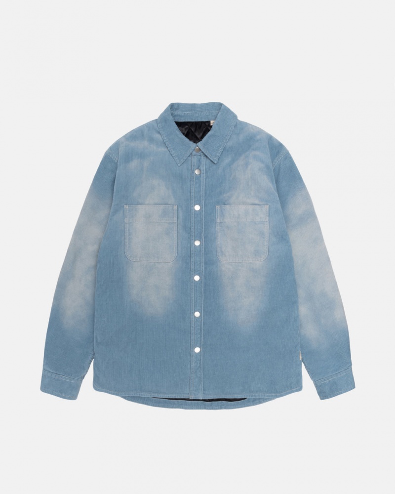 Stussy Faded Cord Overshirt - Unisex Tops Blauw | QBEWA31300