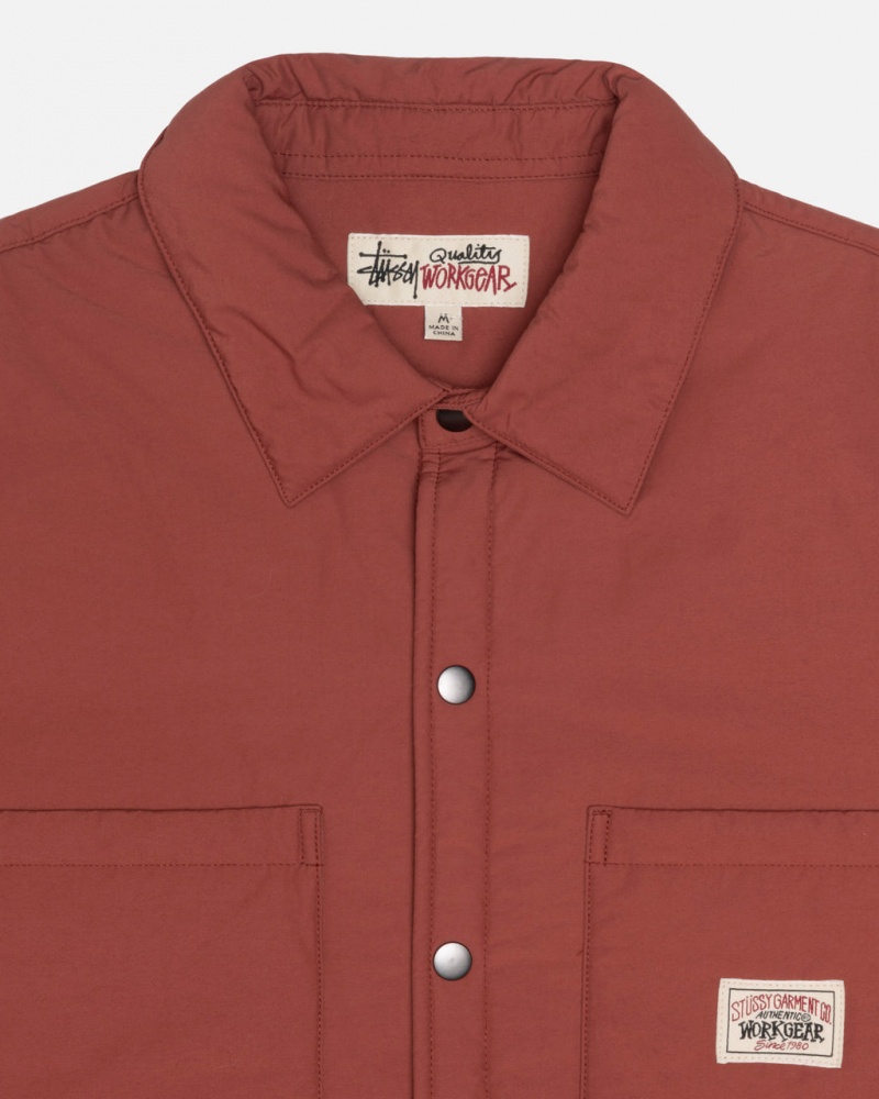 Stussy Gewatteerd Tech Over Shirt - Unisex Tops Shirts Donkerrood | EBEVG64440