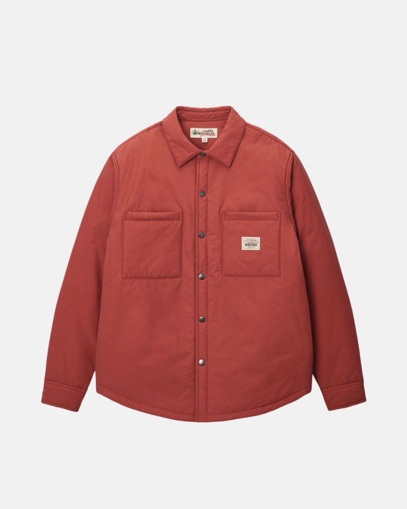 Stussy Gewatteerd Tech Over Shirt - Unisex Tops Shirts Donkerrood | EBEVG64440