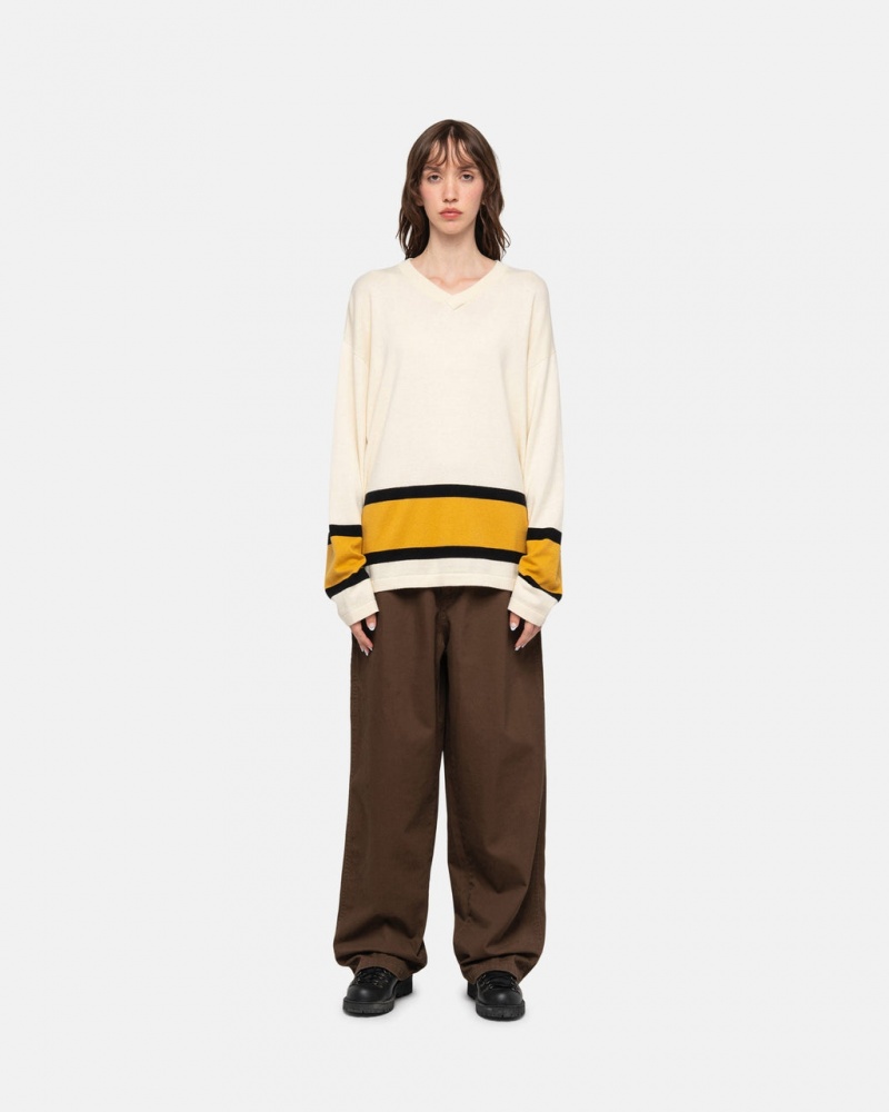 Stussy Hockey Trui - Unisex Sweaters Knits Beige | BEJKU74062