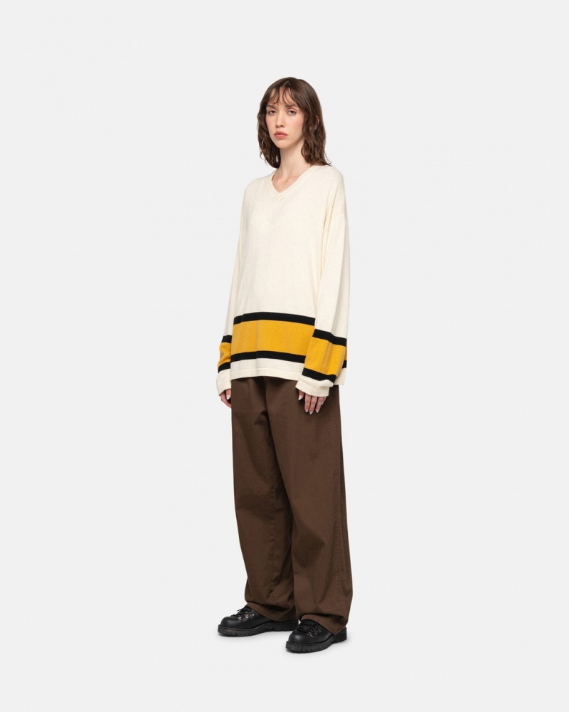 Stussy Hockey Trui - Unisex Sweaters Knits Beige | BEJKU74062