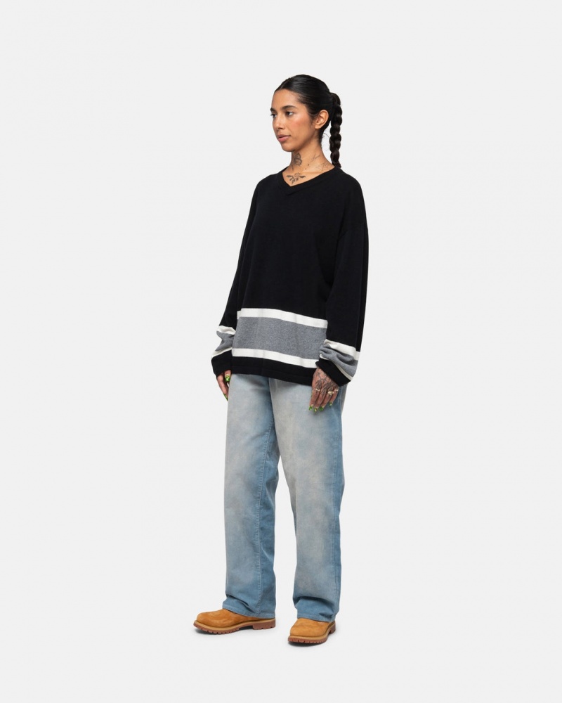 Stussy Hockey Trui - Unisex Sweaters Knits Zwart | ABEDF67815