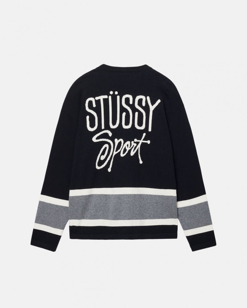 Stussy Hockey Trui - Unisex Sweaters Knits Zwart | ABEDF67815