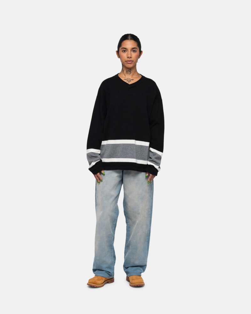 Stussy Hockey Trui - Unisex Sweaters Knits Zwart | ABEDF67815