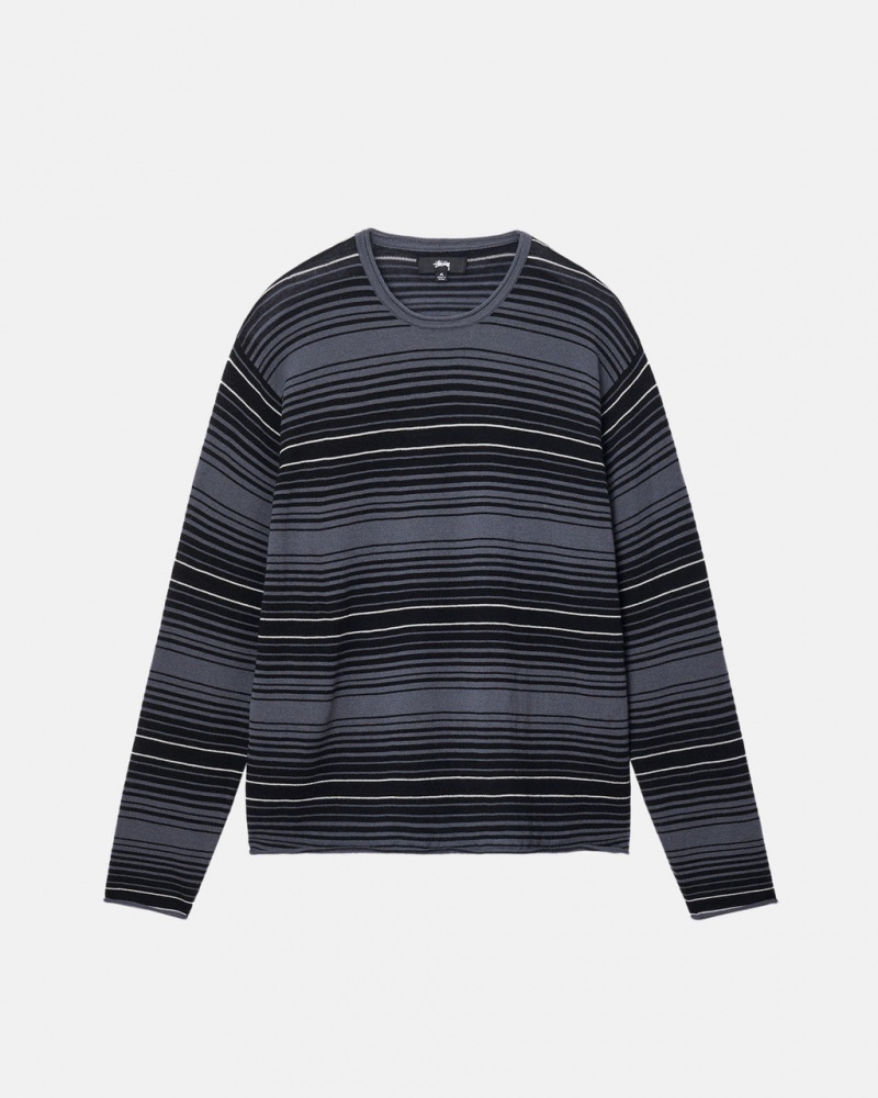 Stussy Horizontal Stripe Trui - Unisex Sweaters Grijs | TBEWZ94412