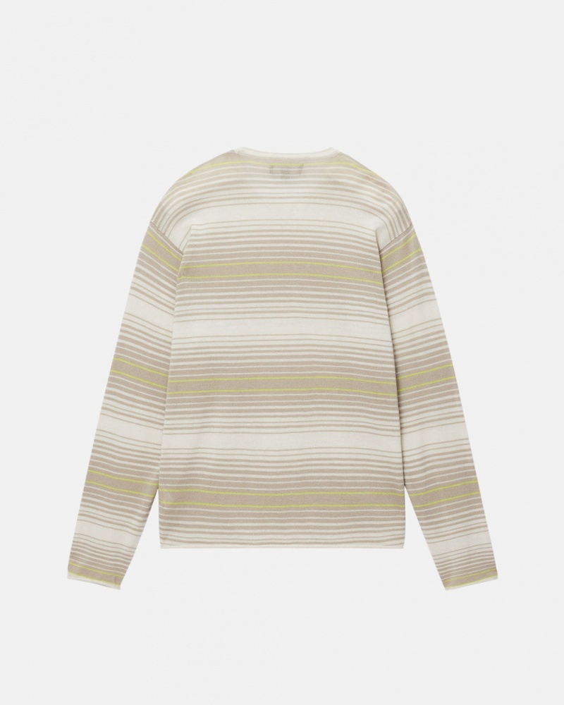 Stussy Horizontal Stripe Trui - Unisex Sweaters Beige | DBEVO49132