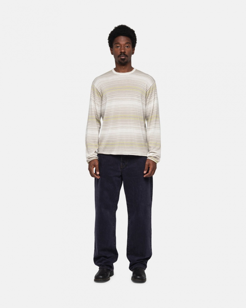 Stussy Horizontal Stripe Trui - Unisex Sweaters Beige | DBEVO49132