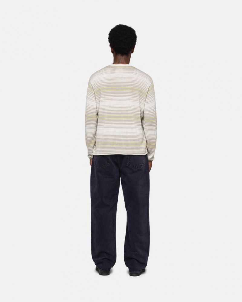 Stussy Horizontal Stripe Trui - Unisex Sweaters Beige | DBEVO49132