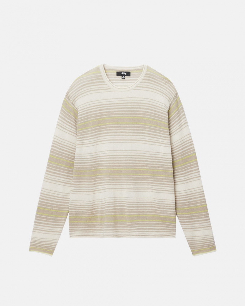 Stussy Horizontal Stripe Trui - Unisex Sweaters Beige | DBEVO49132