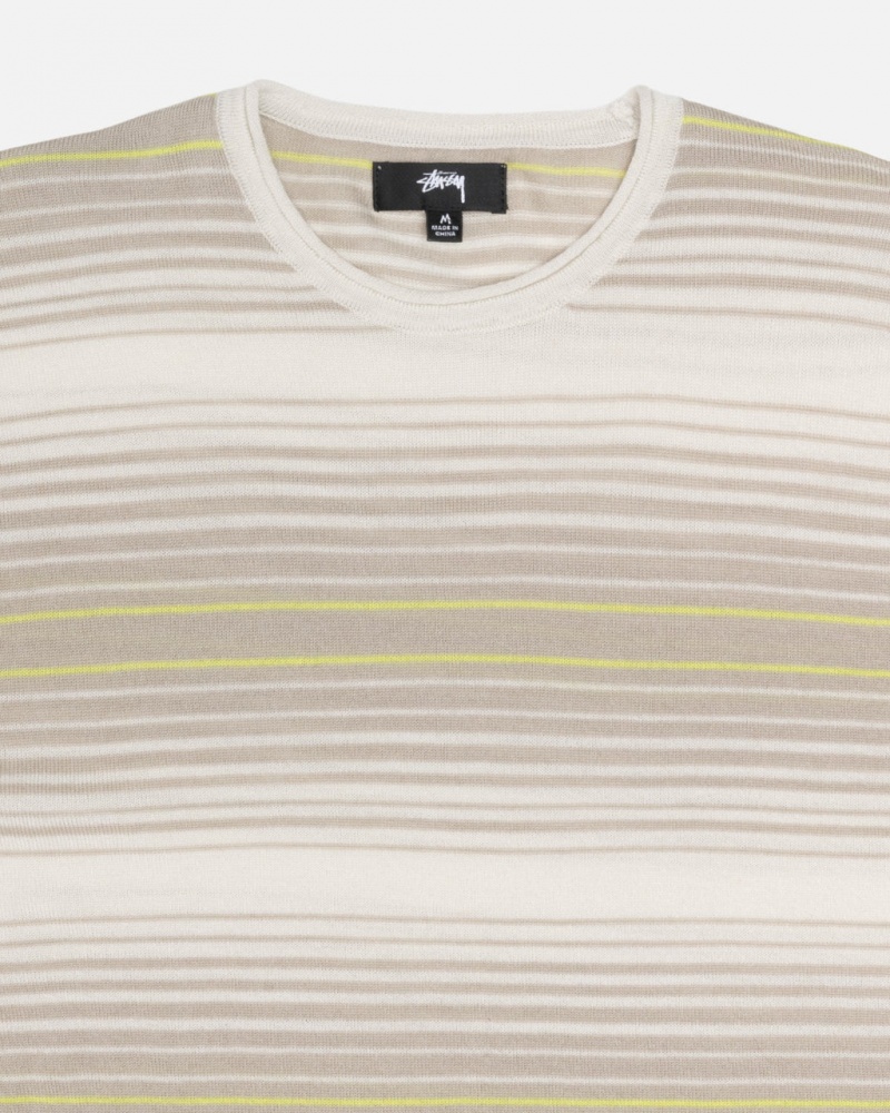 Stussy Horizontal Stripe Trui - Unisex Sweaters Knits Beige | XBEGW75176