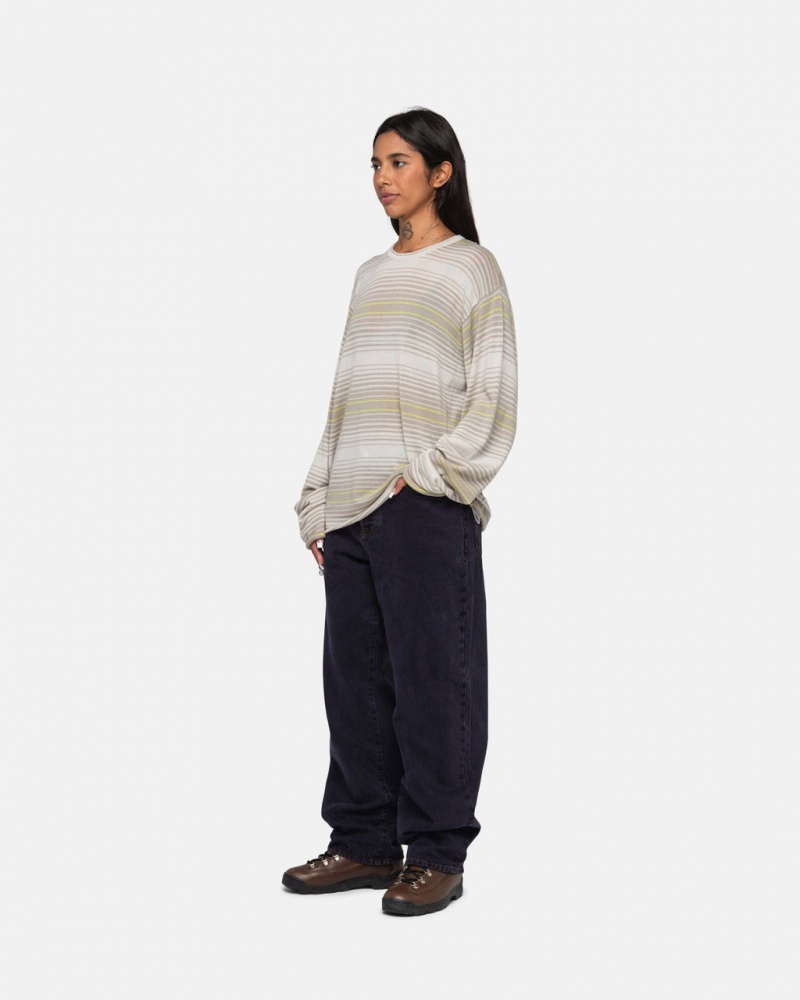 Stussy Horizontal Stripe Trui - Unisex Sweaters Knits Beige | XBEGW75176