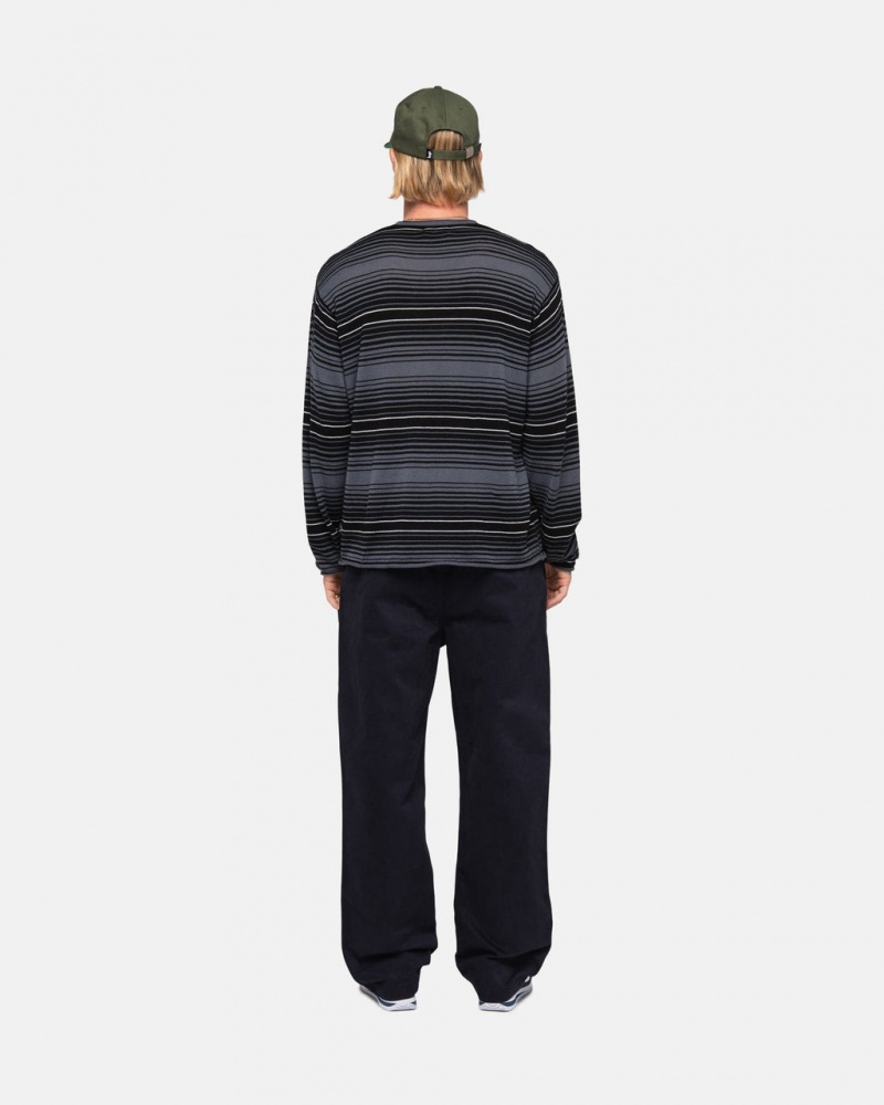 Stussy Horizontal Stripe Trui - Unisex Sweaters Knits Grijs | FBEHY21640