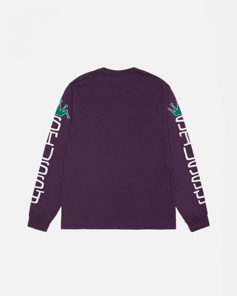 Stussy Jumbo LS Tee Pigment Dyed - Unisex Longsleeve Paars | GBEUC91483