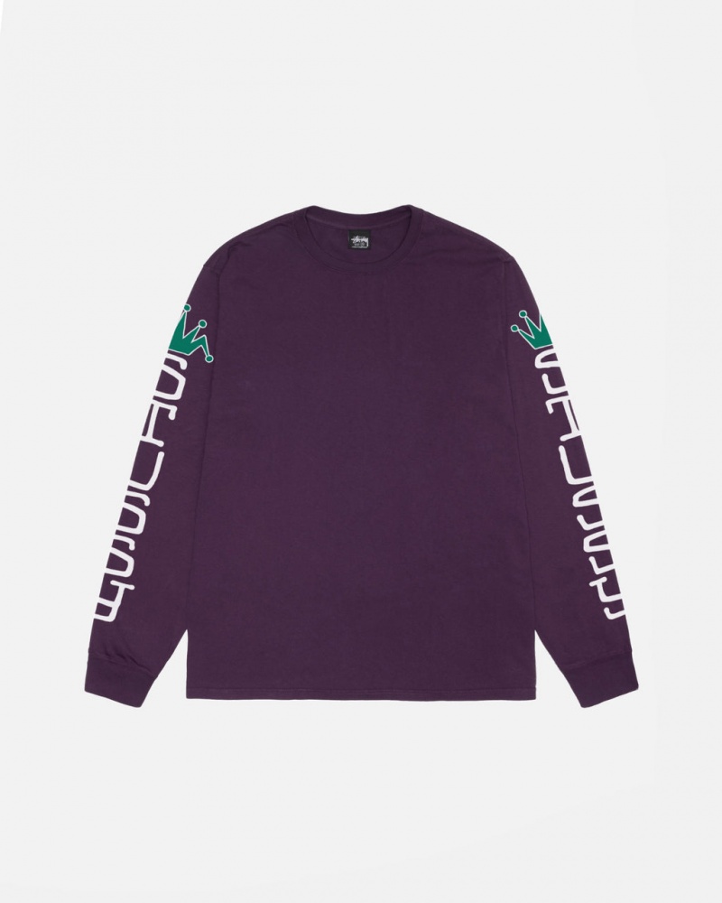 Stussy Jumbo LS Tee Pigment Dyed - Unisex Longsleeve Paars | GBEUC91483