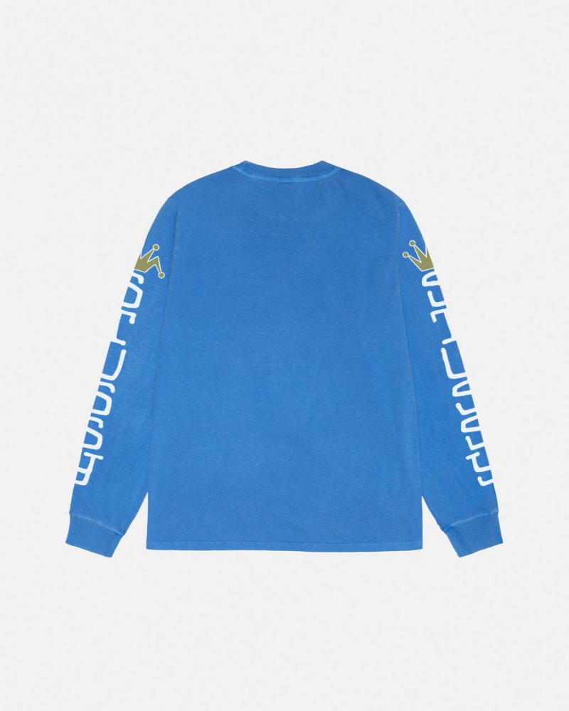 Stussy Jumbo LS Tee Pigment Dyed - Unisex Longsleeve Blauw | PBEER71523