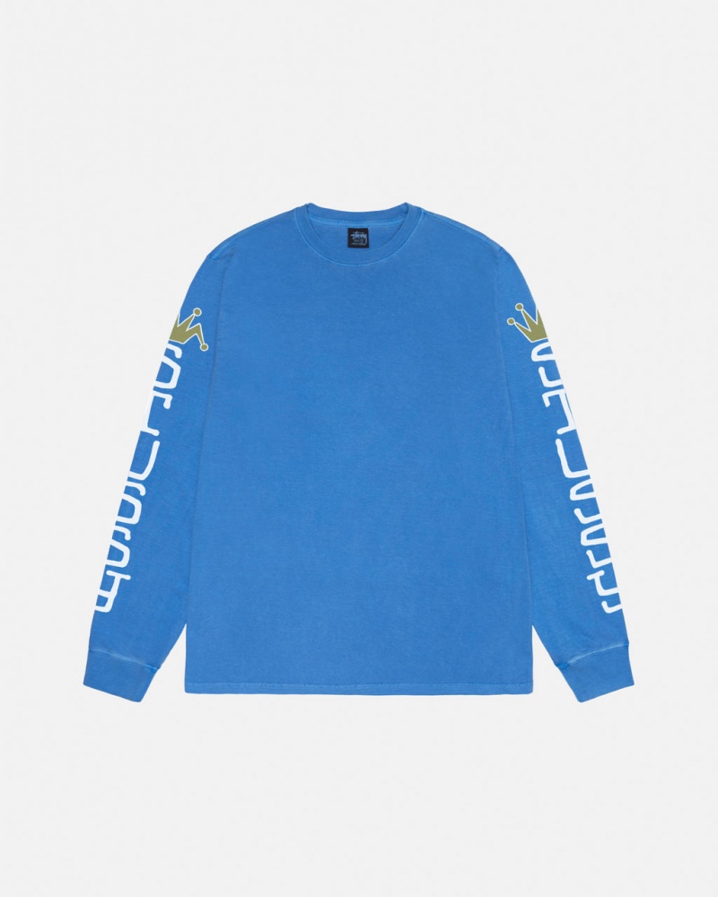 Stussy Jumbo LS Tee Pigment Dyed - Unisex Longsleeve Blauw | PBEER71523