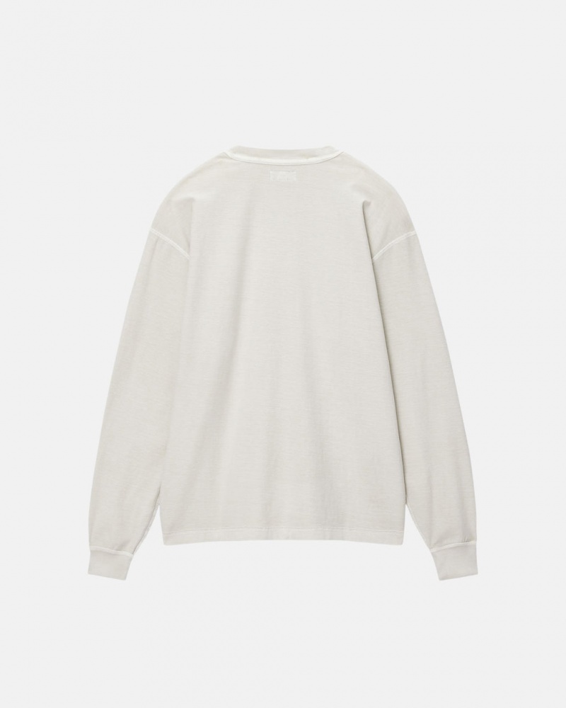 Stussy Lazy LS Tee - Unisex Longsleeve T-Shirts Beige | ZBENQ86278