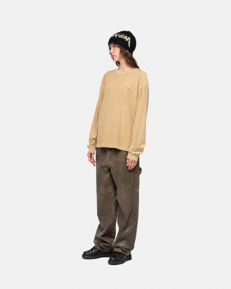 Stussy Lazy LS Tee - Unisex Longsleeve T-Shirts Goud | BEDFL93536