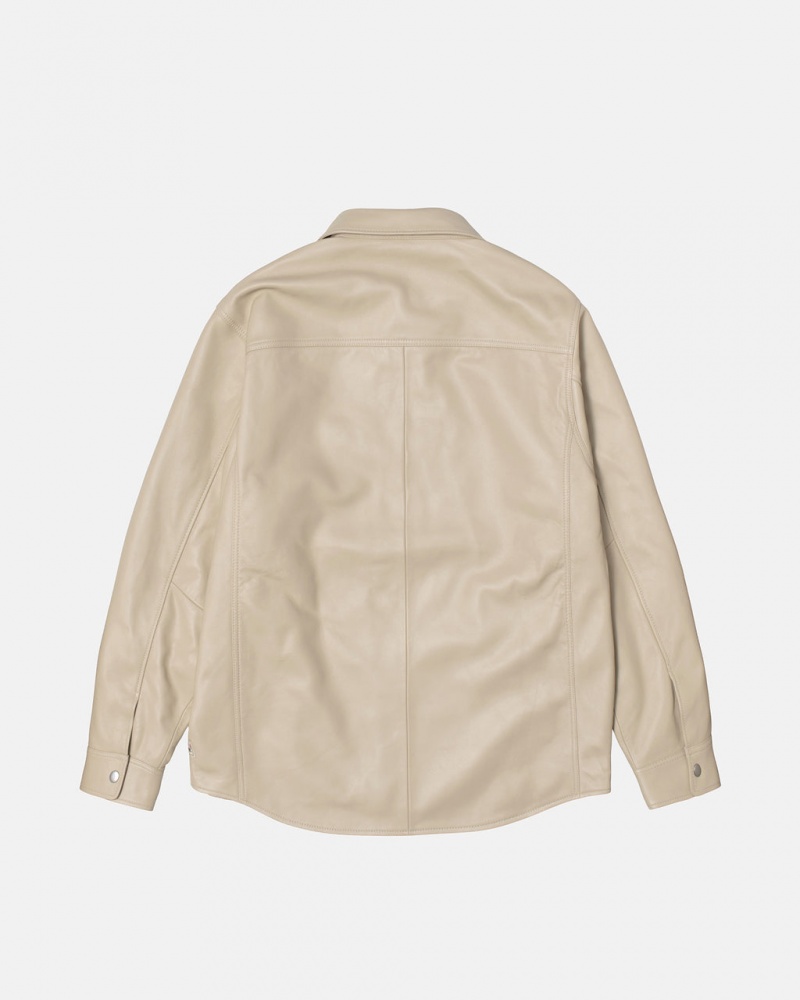 Stussy Leren Overshirt - Unisex Tops Beige | BEJKU56158