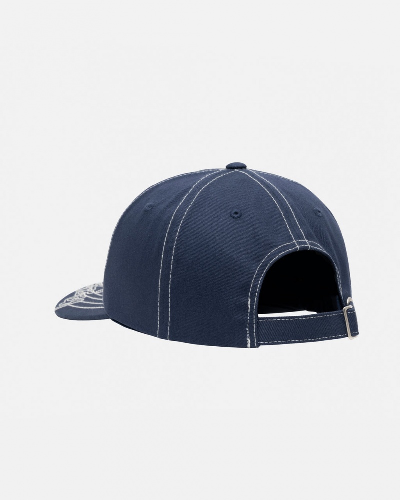 Stussy Low Pro Basic Stitch Strapback - Unisex Donkerblauw | BEDYB80388