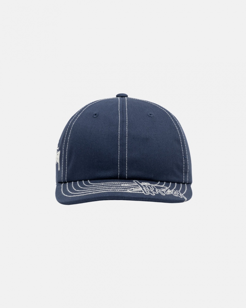 Stussy Low Pro Basic Stitch Strapback - Unisex Donkerblauw | BEDYB80388