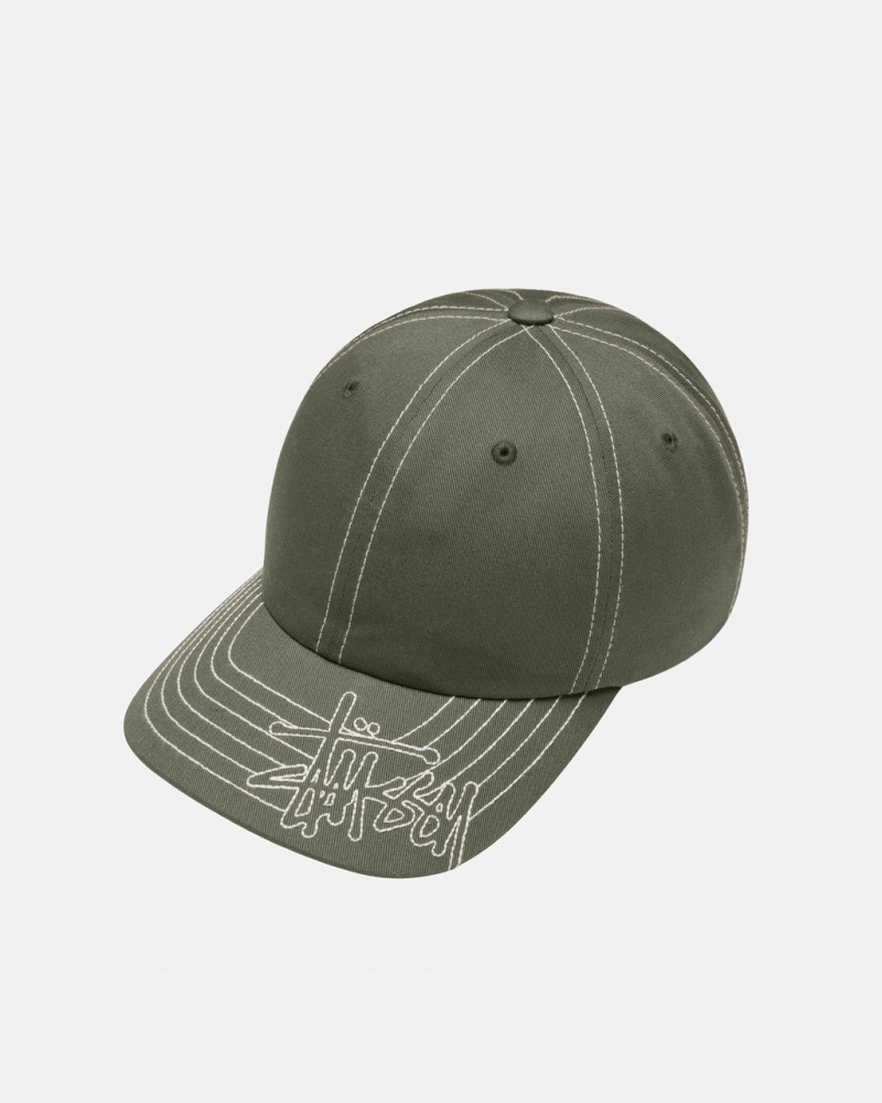 Stussy Low Pro Basic Stitch Strapback - Unisex Olijfgroen | BBESD71497